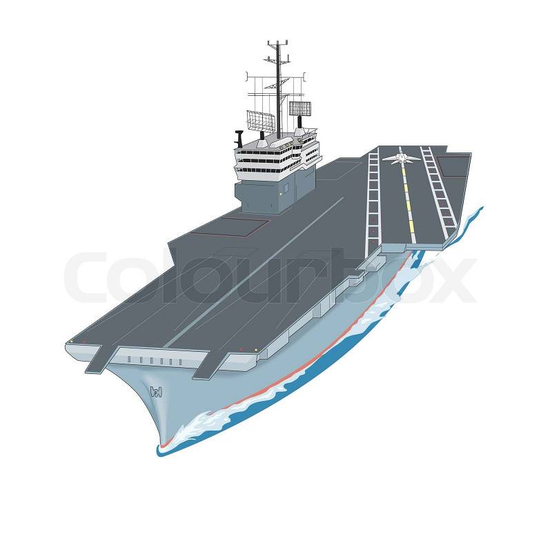 Flying Aircraft Carrier on Stock Vector Of  Aircraft Carrier Floating On Waves With Plane Flying
