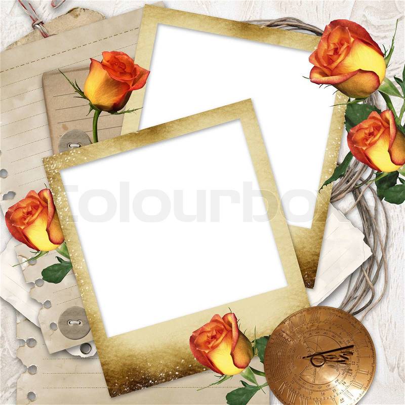 Flower Wallpaper on Photo Frames On Wallpaper Background With Old Paper  Flowers  Watch