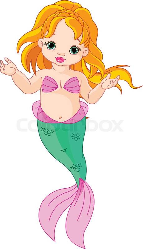 cute cartoon girl baby. a cute baby mermaid girl #39;