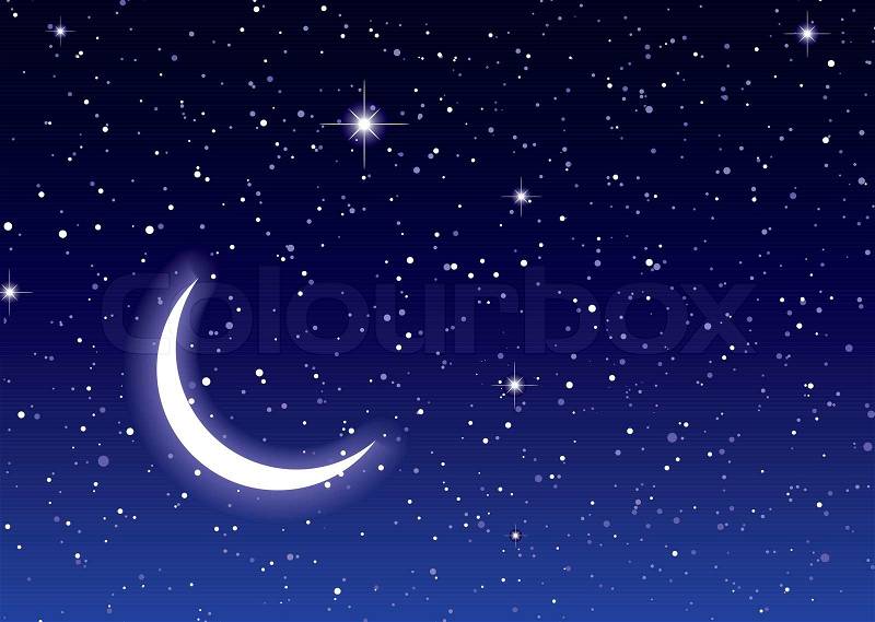Desktop Wallpapers on Vector Of  Nights Sky With Moon And Stars Ideal Desktop Or Background
