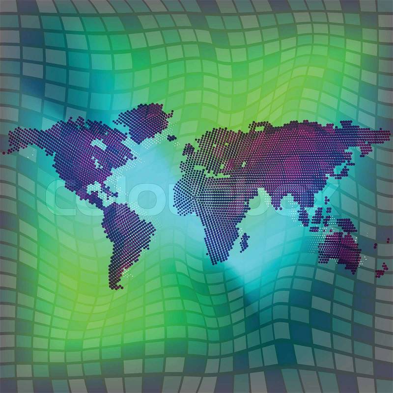 Vector World  on Stock Vector Of  World Map Over Squared Background