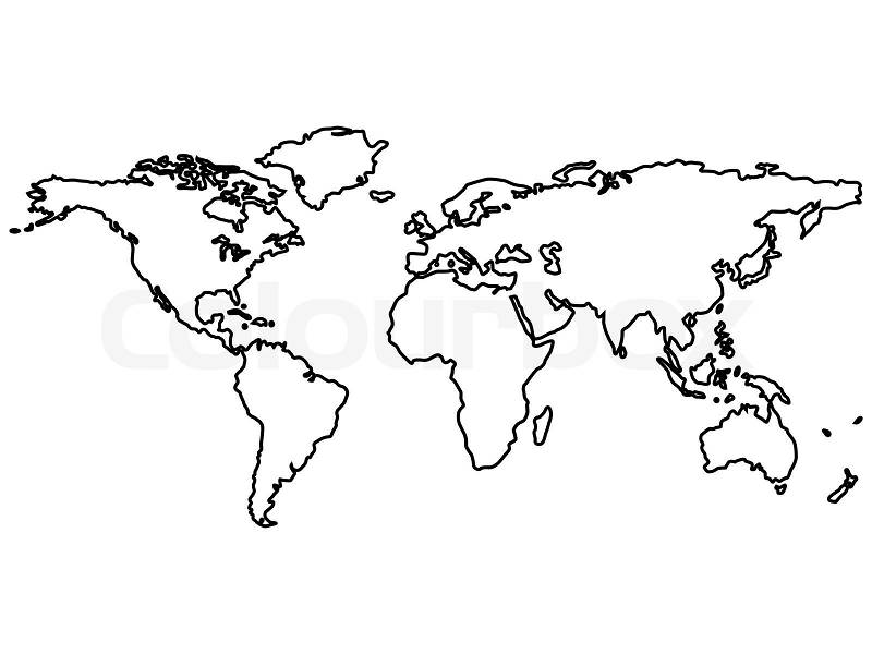 Outline World  on Vector Of  Black World Map Outlines Isolated On White  Abstract Vector