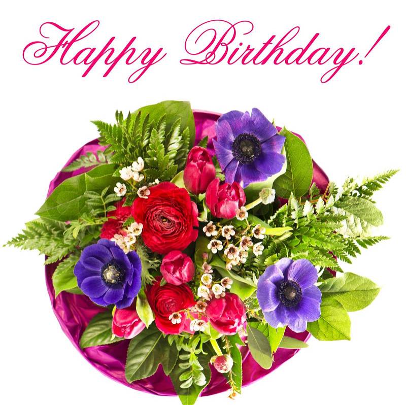 Birthday Flower on Image Of  Colorful Flowers Bouquet  Happy Birthday  Card Concept
