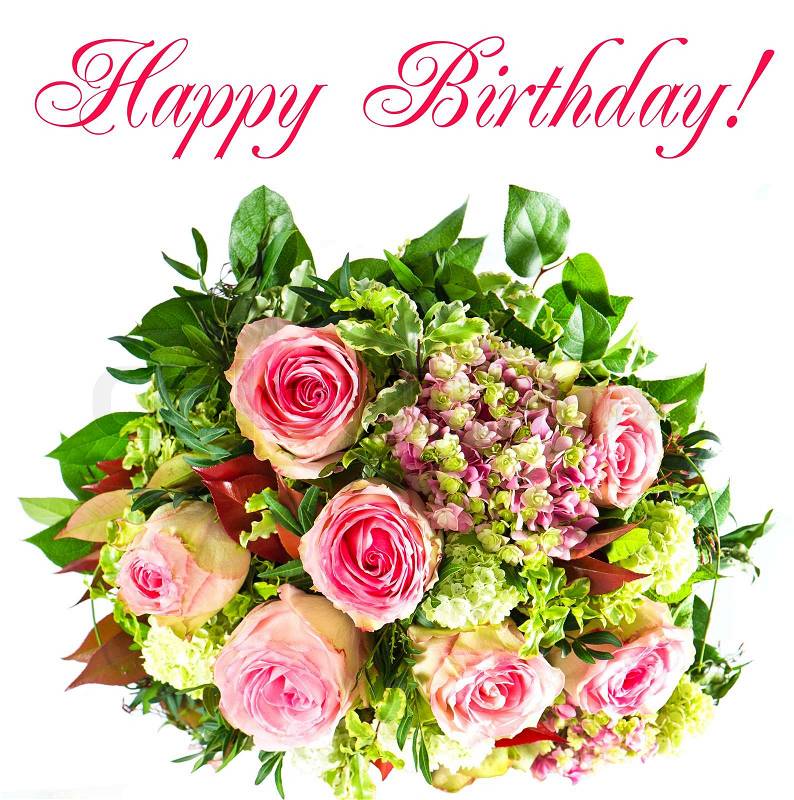 Birthday Flowers on Image Of  Colorful Flowers Bouquet  Happy Birthday  Card Concept