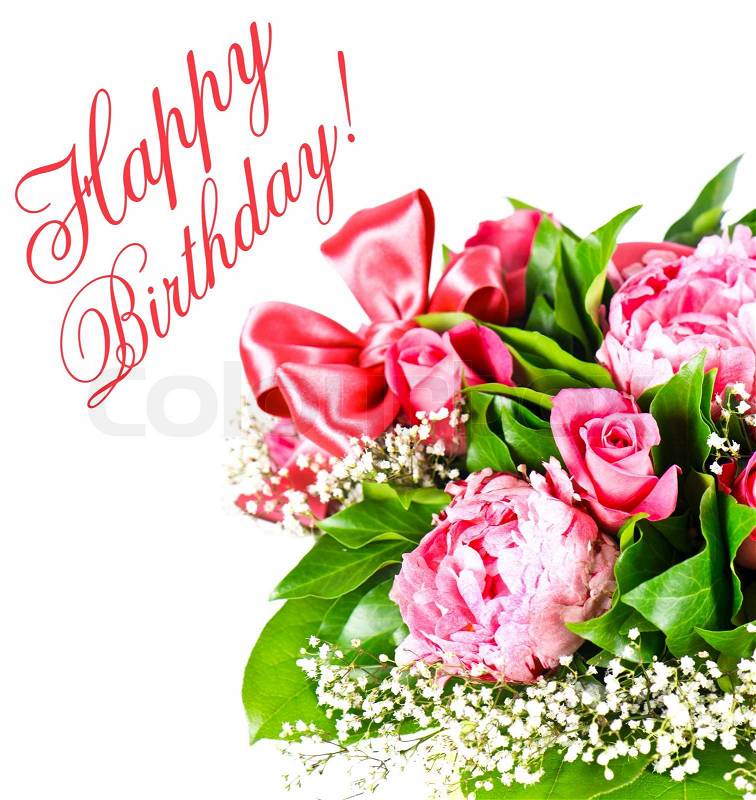 Happy Birthday Cake Pictures on Stock Image Of  Pink Roses  Happy Birthday  Card Concept