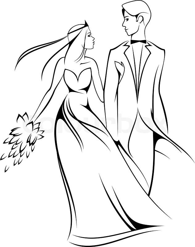 Krājums vektora "Līgava un līgavainis izolēts balta lai laulību ceremonija dizains"