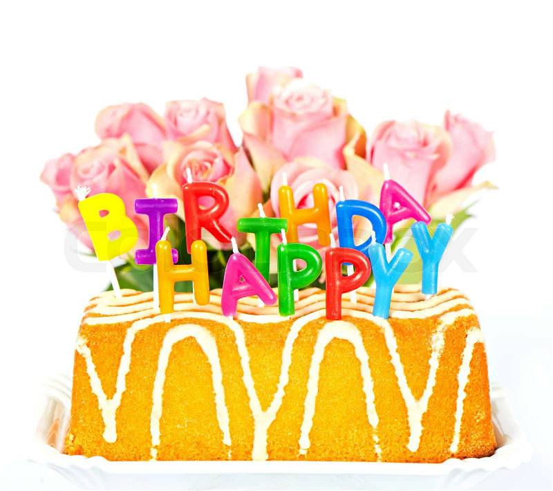 Birthday Flower Cake on Stock Image Of  Birthday Decoration  Flowers And Cake  Card Concept