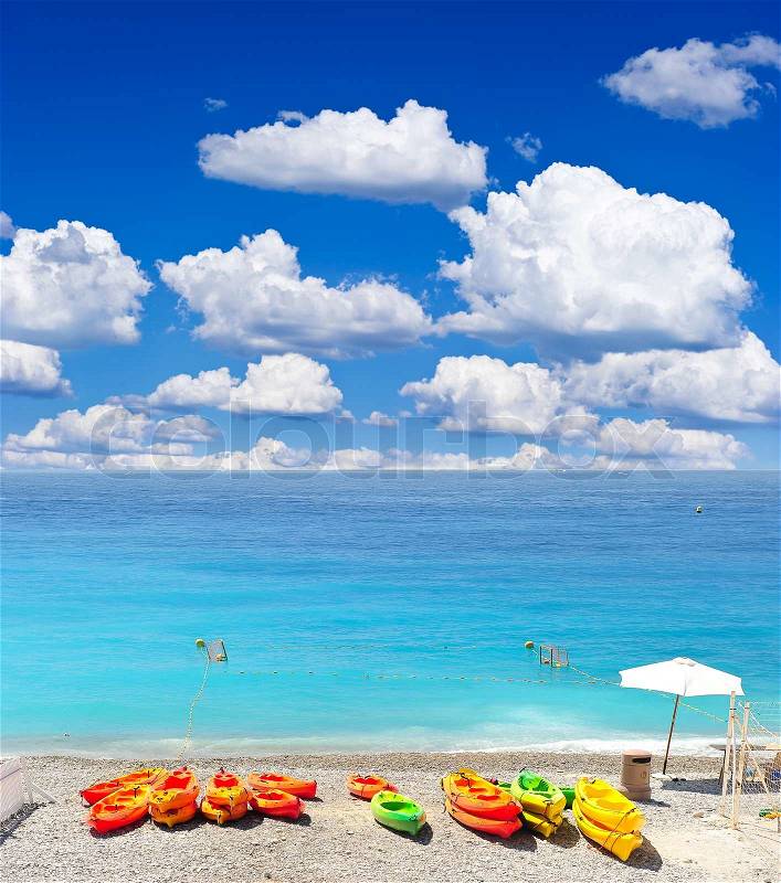 Beach Backgrounds on Of  Colorful Boats On Beautiful Beach Of Nice  Holiday Background
