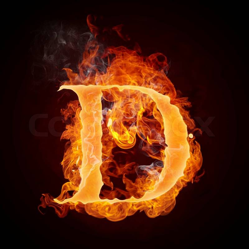 Fire on Stock Image Of  Fire Letter D Isolated On Black Background