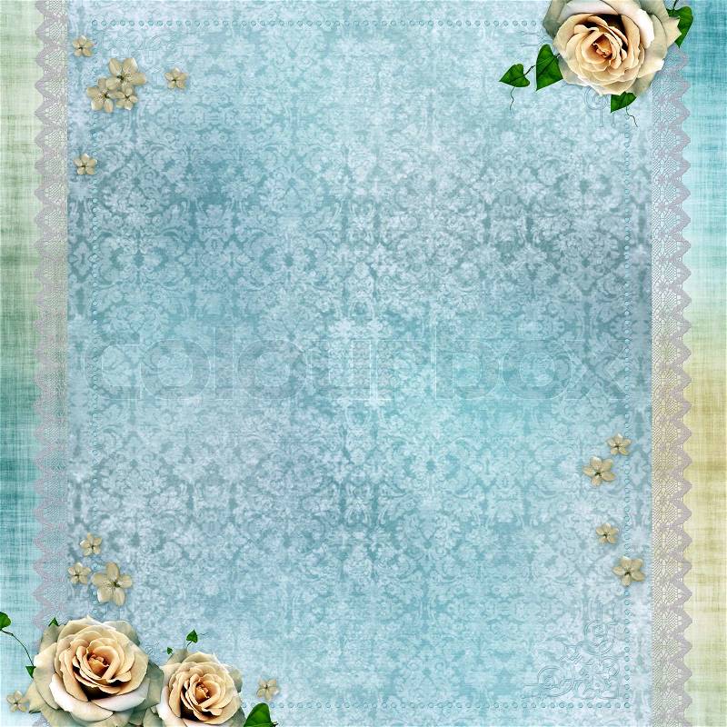 Wedding Backgrounds on Stock Image Of  Wedding Background With Lace And Beige Roses