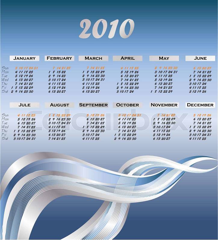 calendar for 2010 clip-art $