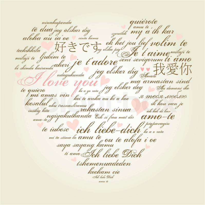 Pictures  Words on Stock Vector Of  A Heart Made Of Words  I Love You  In Many Languages