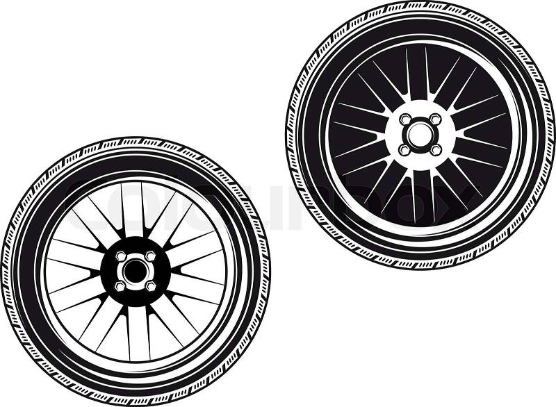Preview Wheels  on Vector Of  Car Wheels And Tyres Isolated On White Background