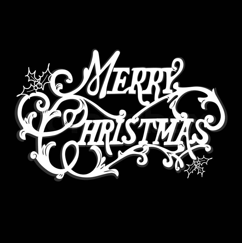 merry christmas logo black and white. Vector of 'Black and White Christmas Card Merry Christmas lettering'