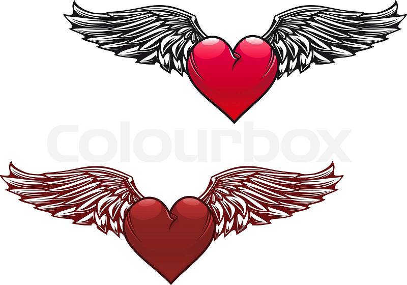 Heart  Wings Tattoos on Stock Vector Of  Retro Heart With Wings For Tattoo Design