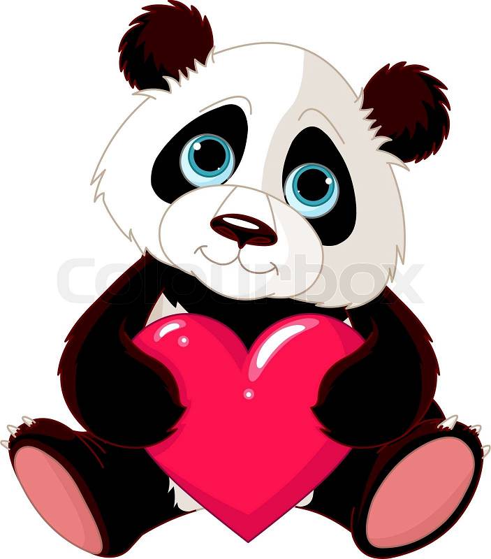 Lovely Heart Pictures on Stock Vector Of  Very Cute Valentine Panda Holding Love Heart