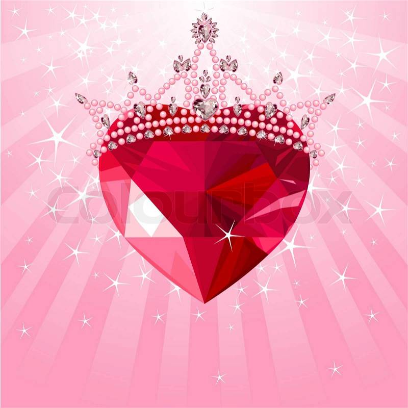 Hearts Love Pictures on Stock Vector Of  Shiny Crystal Love Heart With Princess Crown