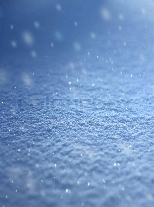 Snow Background on Snowfall Real Snow Flakes Falling Blue White Winter Background