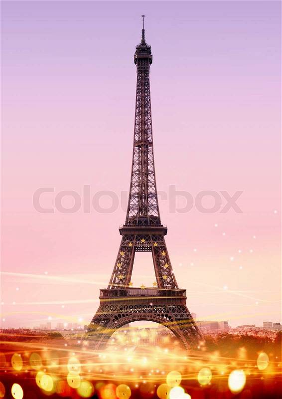 Picture Eiffel Tower on Stock Image Of  Romantic Twilight In Paris  With The Eiffel Tower