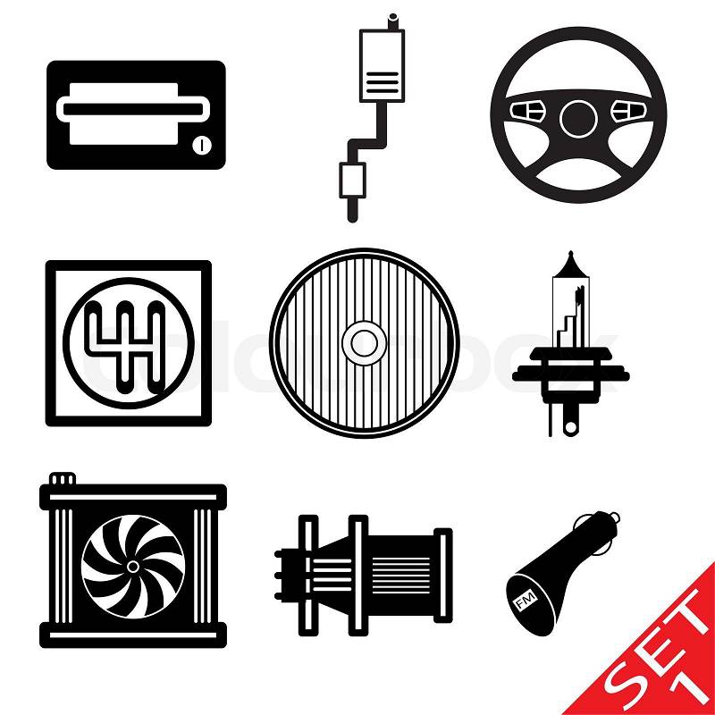 Auto Parts  Accessories on Vector Of  Car Icon Parts And Accessories Vector Illustration