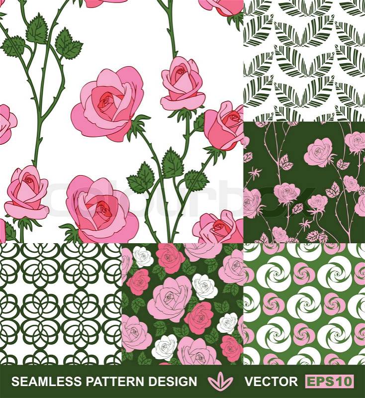 Vintage Wallpaper on Fabrics     And Wrappings With Graphic Retro Roses And Leafs
