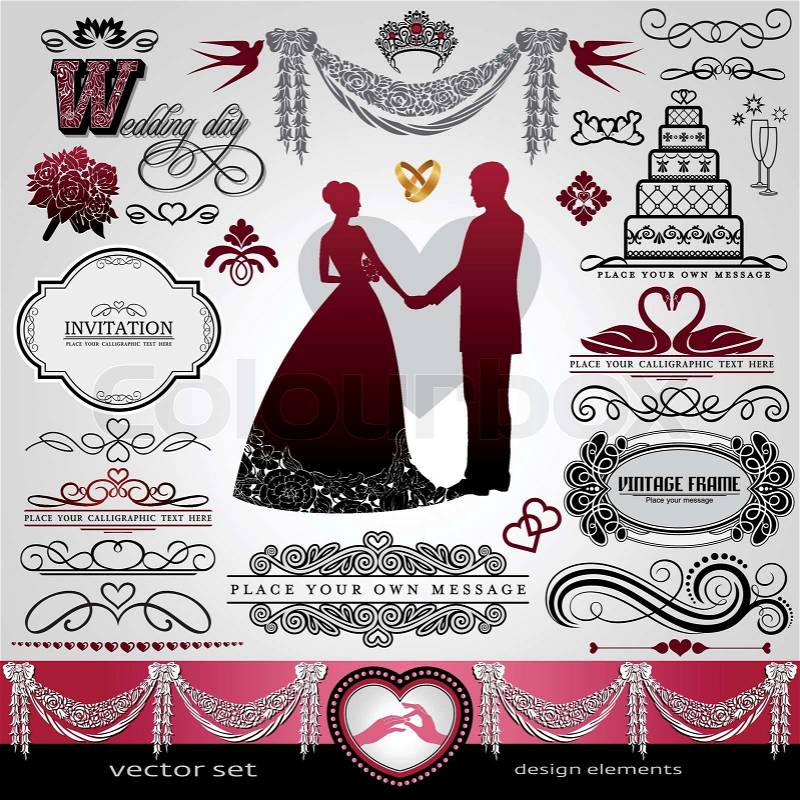 Free Stock Vector on Stock Vector Of  Wedding Day  Background  Ornaments Set  Calligraphy