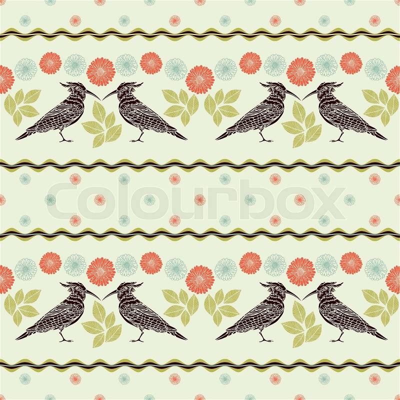 Birds Wallpaper on With Bird And Flower  Seamless Fashion Pattern  Vector Wallpaper