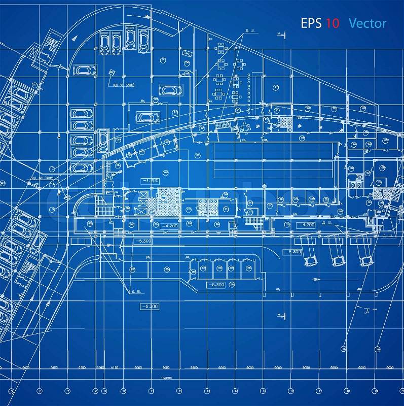 Architectural Drafting  Design on Blueprint Vector Free