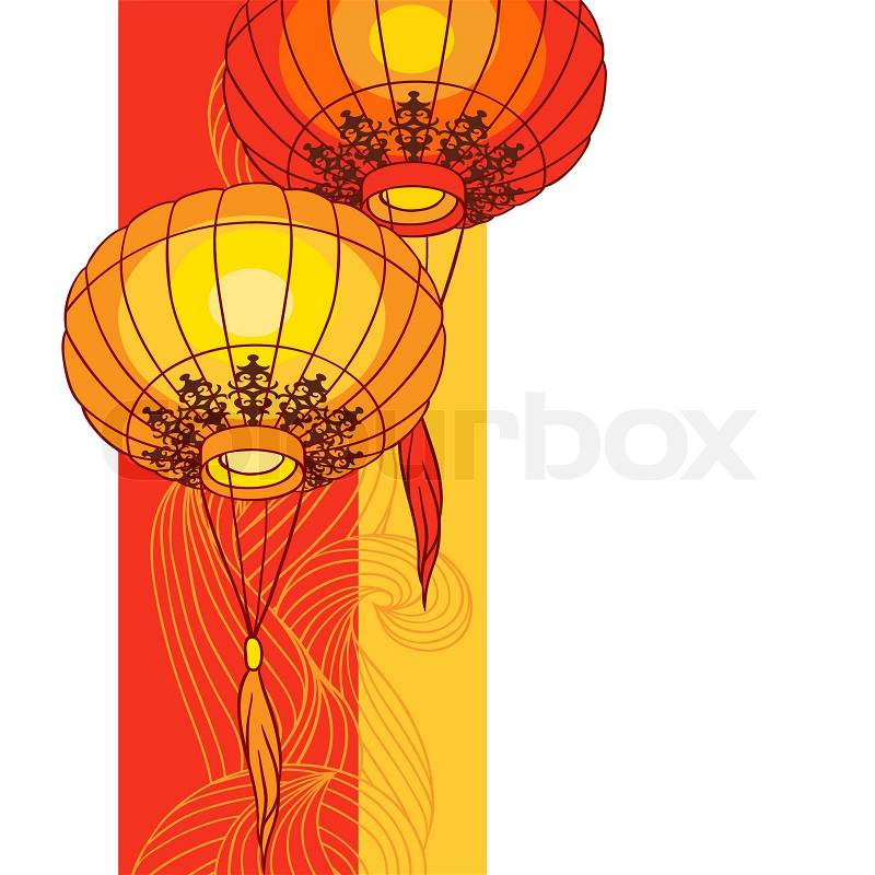 House Vector Free on Stock Vector Of  Fairy Lights Big Traditional Chinese Lanterns Vector