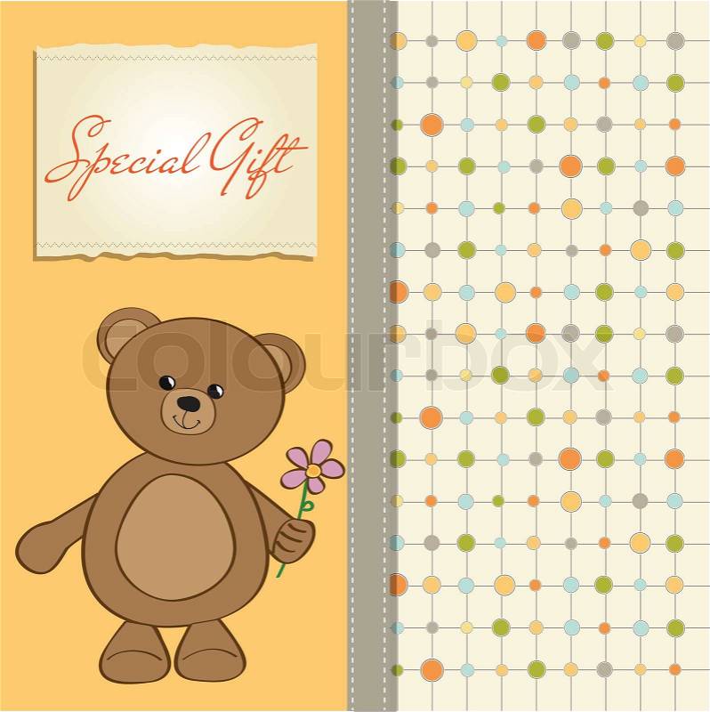 Office Birthday Cards on Stock Vector Of  Happy Birthday Card With Teddy Bear And Flower
