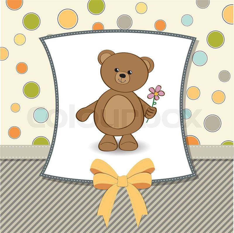 Teddy Bear Birthday Party on Stock Vector Of  Happy Birthday Card With Teddy Bear And Flower