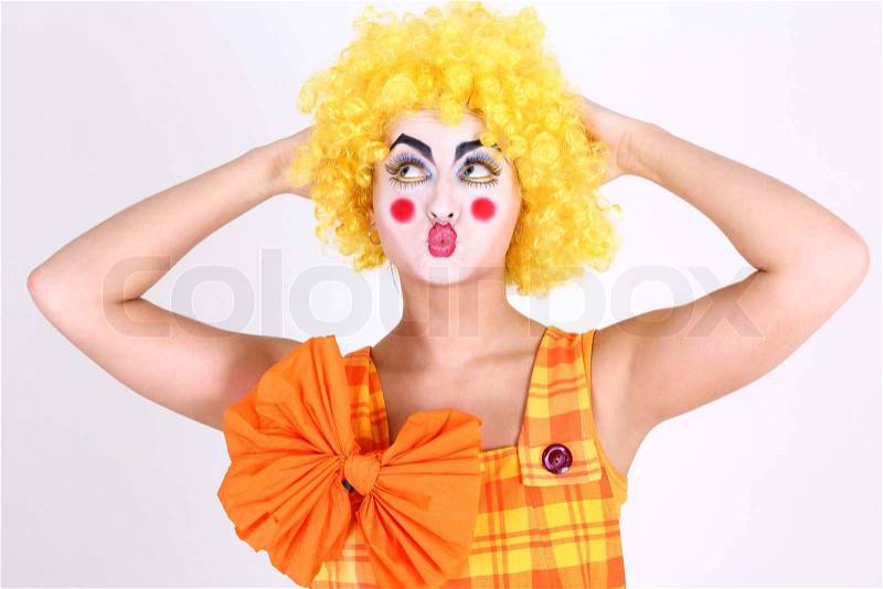  Boxes on Stock Image Of  Funny Clown In Costume And Make Up