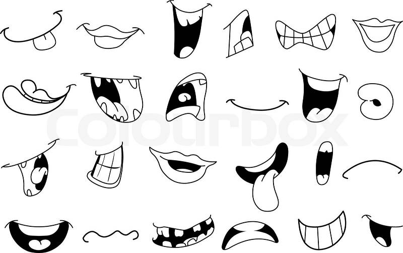 Free Vector Editor on Stock Vector Of  Outlined Cartoon Mouth Set