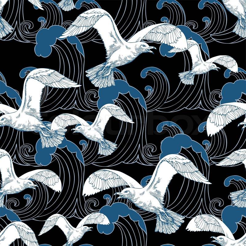 Beach Wallpaper on Seagull Fabric
