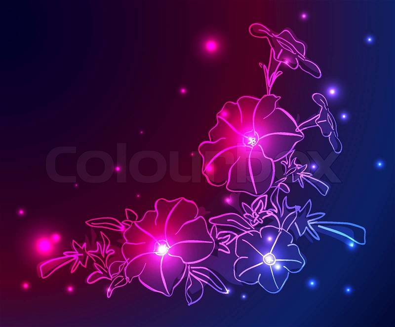 Neon Backgrounds on Stock Vector Of  Vector Neon Background With Flowers And Stars