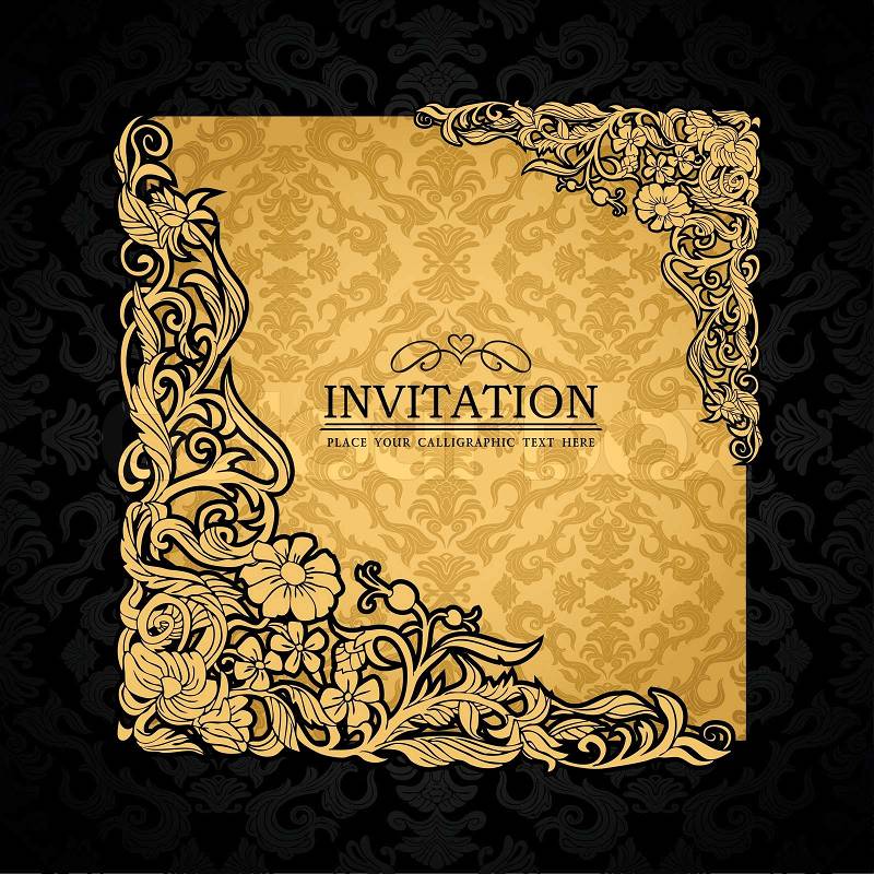 Logo Design  on Abstract Background With Antique  Luxury Gold Vintage Frame  Victorian