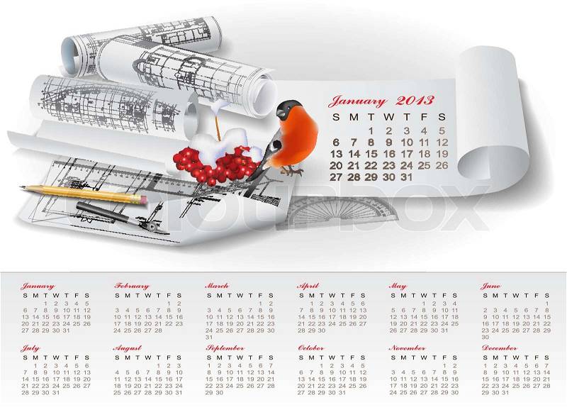 Architectural Design Elements on Stock Vector Of  Calendar For 2013 With Architectural Design Elements