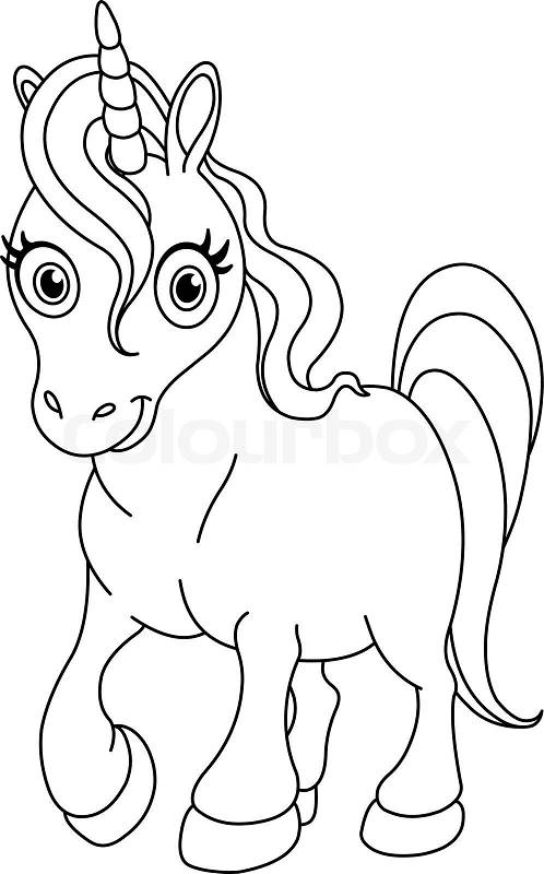 Unicorn Coloring on Stock Vector Of Outlined Coloring Page Cute Unicorn