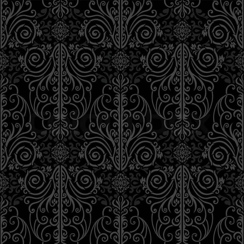 Black Wallpaper on Abstract Beautiful Black Background  Royal  Damask Ornament  Vintage