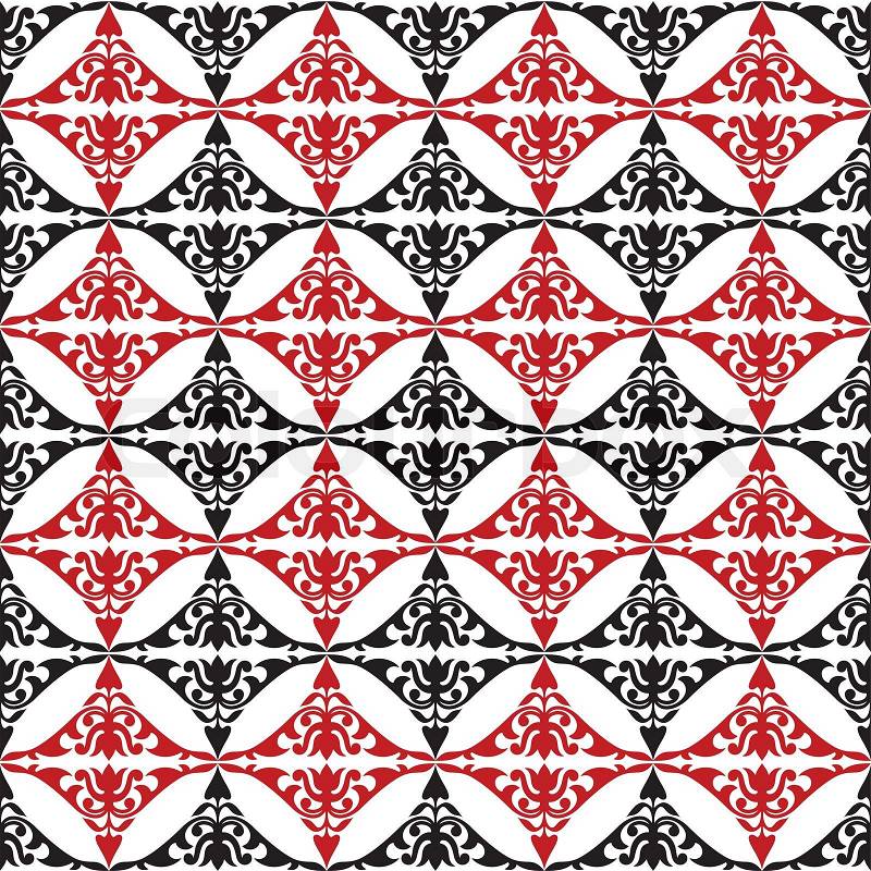 Damask Wallpaper on Geometric Fabric Design