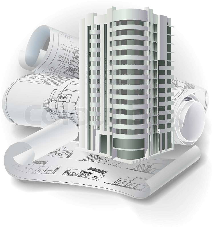Architectural Design on Stock Vector Of  Architectural Background With A 3d Building Model And