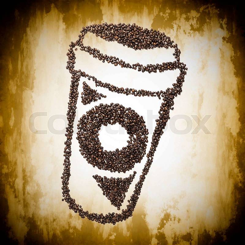 Image of a coffee to go cup made from coffee beans, stock photo