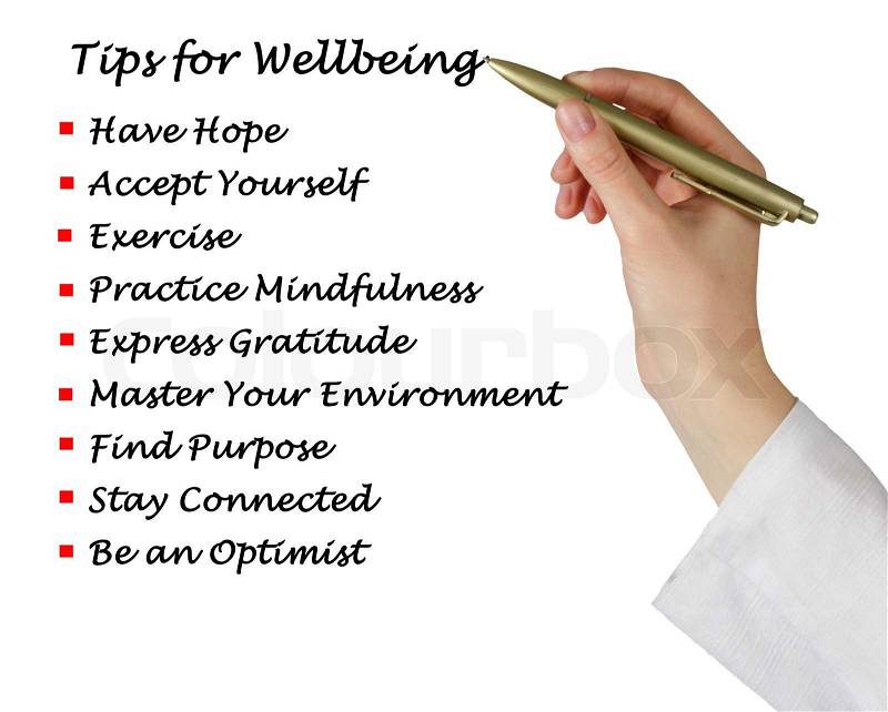 Tips for wellbeing, stock photo