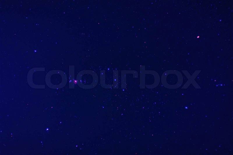 Orion stars in the night sky, stock photo