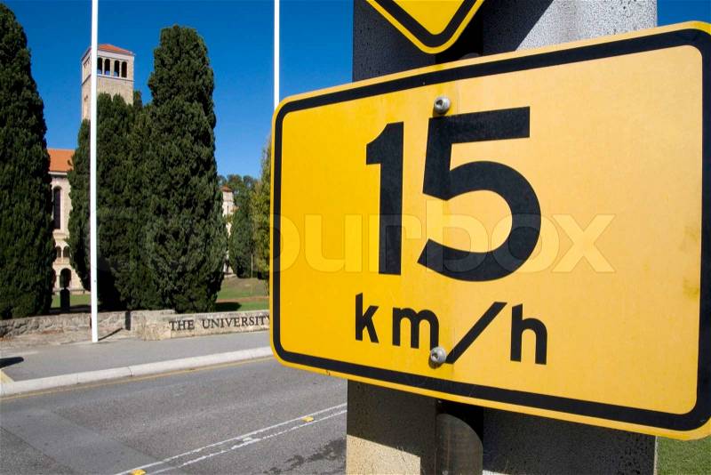Speed limit sign on an Australian road, stock photo