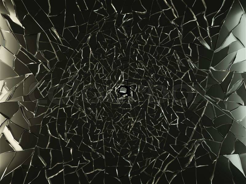 Small sharp Pieces of shattered black glass. Large resolution, stock photo