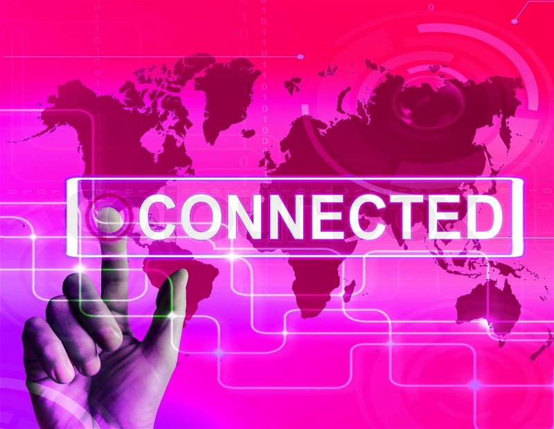 Connected Map Displaying Networking connecting and International Communications, stock photo