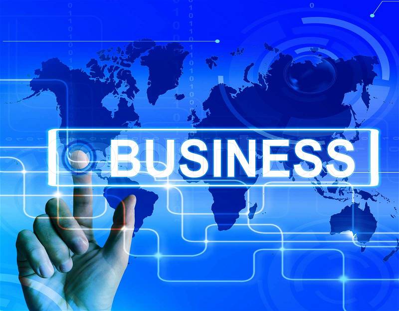 Business Map Displaying International Commerce or Internet Company, stock photo