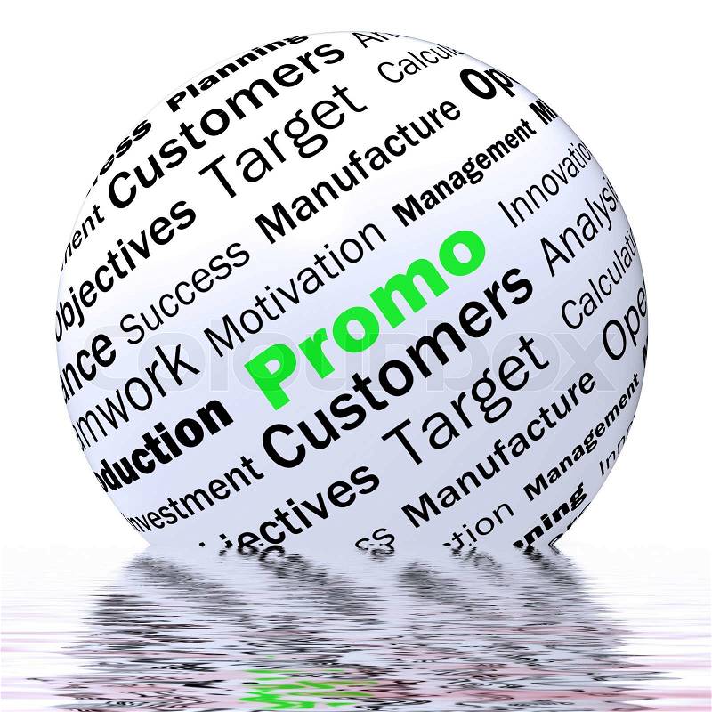 Promo Sphere Definition Displaying Reduced Prices Promotions And Special Discounts, stock photo