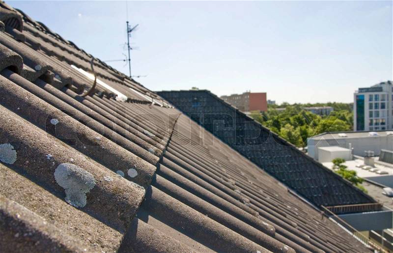 Slanting image of roof tiles, stock photo
